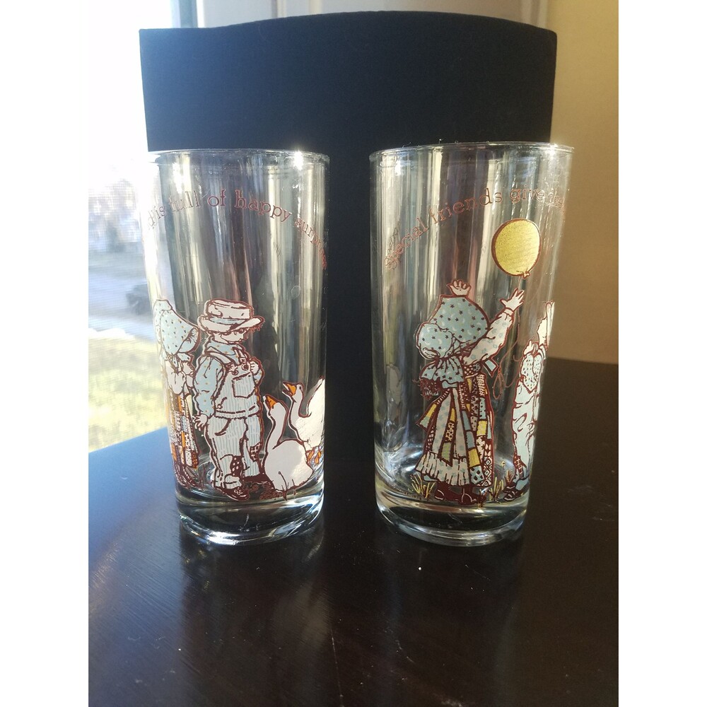 Holly Hobbie Vintage Water Glasses Drinkware American Greetings Circa 1970s